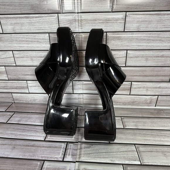 Jeffrey Campbell Black Shiny Bubblegum Mule Sandal Shoe Size 6-NEW - Picture 7 of 9